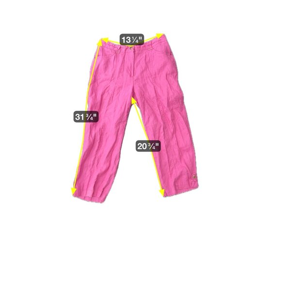 JM Collection Linen Cropped Pants Pink Sz 8 Flat Front Straight Leg Feminine - Picture 7 of 10